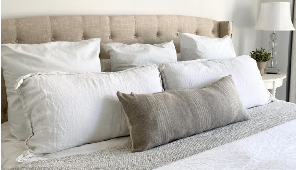 How To Style Neutral Pillows For A Queen Bed Inside